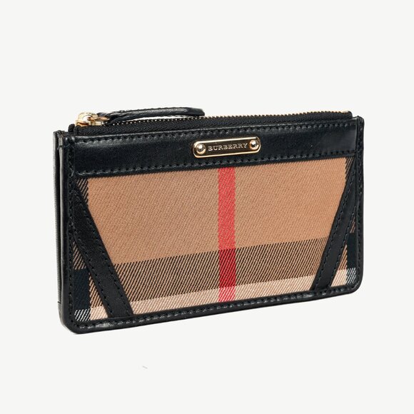 Burberry Nova Check Canvas Black-Leather-Trim Wallet - Picture 2 of 9